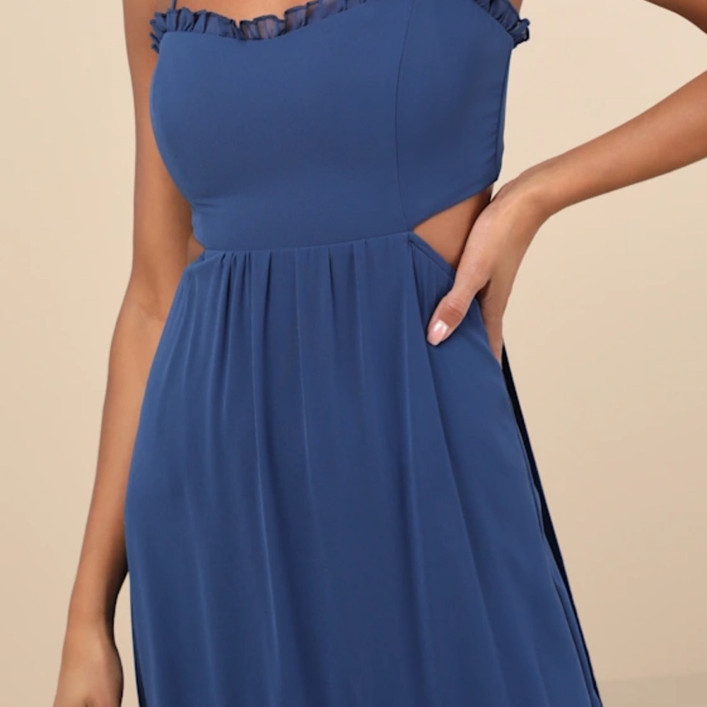 Lulu's Navy Ruffle Maxi Dress - Picture 3 of 5